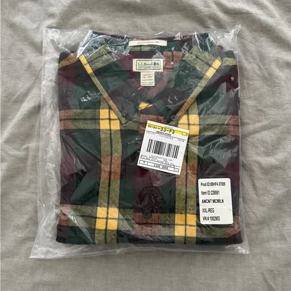 L.L. Bean Scotch Plaid Flannel Shirt XXL Trad Fit Ancient MacMillan Tartan NWT - Picture 4 of 4